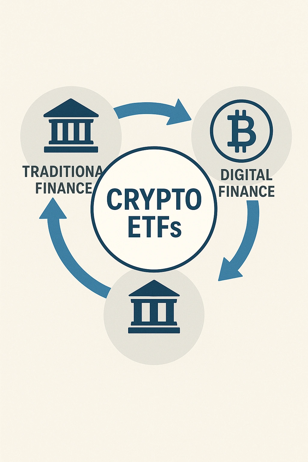 Diagram showing crypto ETFs bridging traditional and digital finance